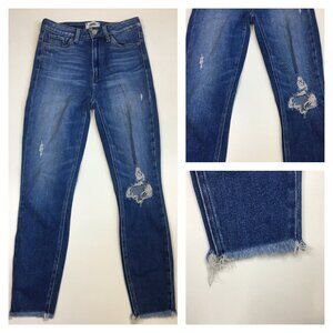 PAIGE Margot Crop High Waist Distressed Raw Hem Alessio Destructed 5Pocket Jeans